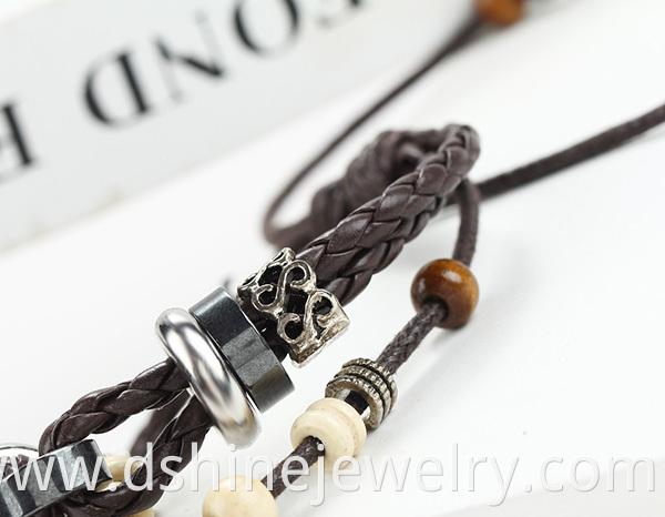 Handmade Weaved Leather Bracelet Men